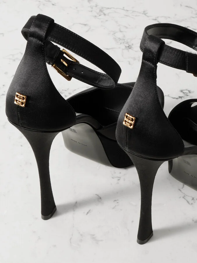 Givenchy - 4g Liquid Satin Platform Sandals - Black - Image 4