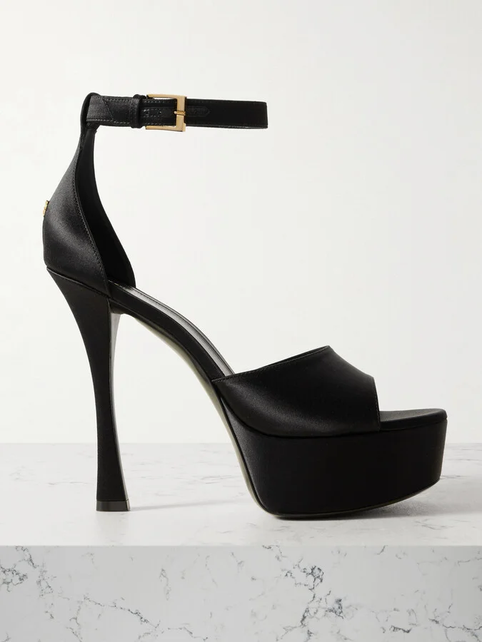 Givenchy - 4g Liquid Satin Platform Sandals - Black