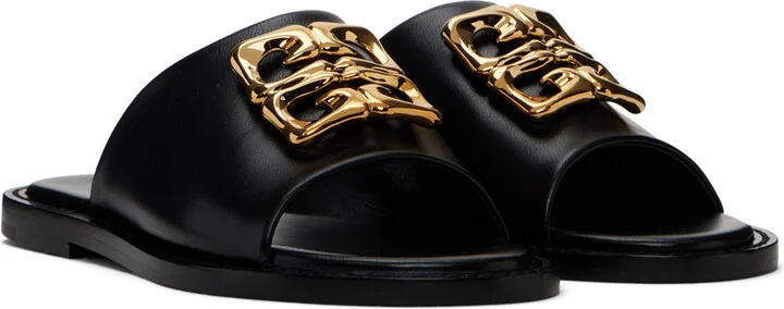 Givenchy Black 4G Liquid Flat Mule Sandals - Image 4