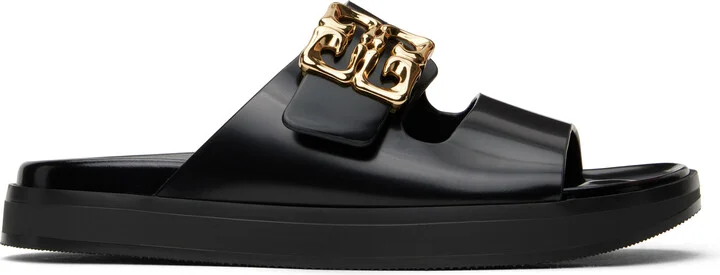 Givenchy Black 4G Liquid Flat Sandals