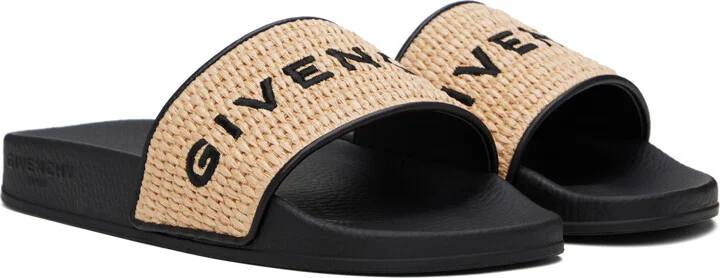 Givenchy Black & Beige Slide Sandals - Image 4