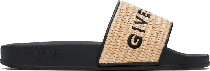 Givenchy Black & Beige Slide Sandals
