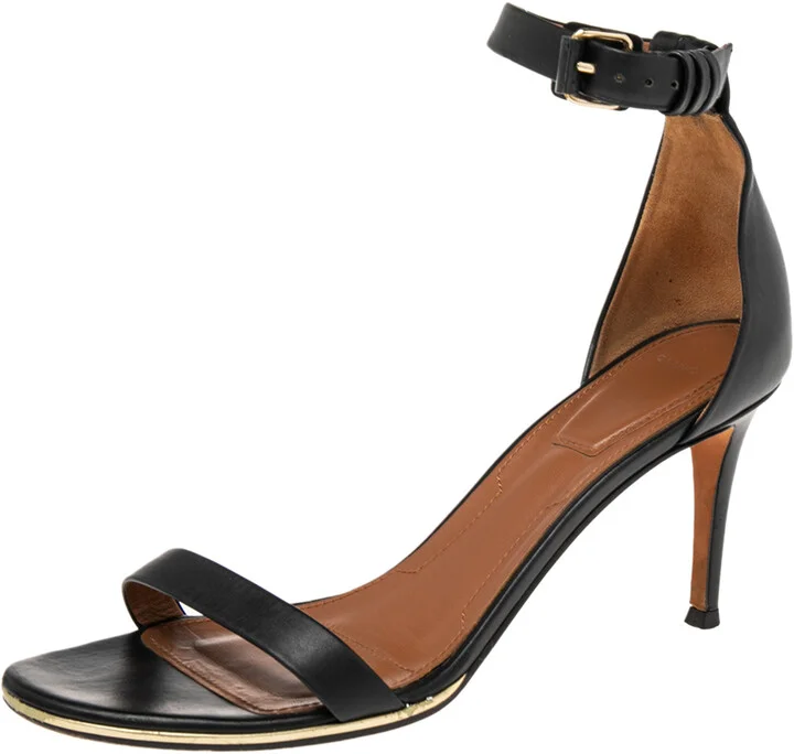 Givenchy Black Leather Ankle Cuff Sandals Size 39