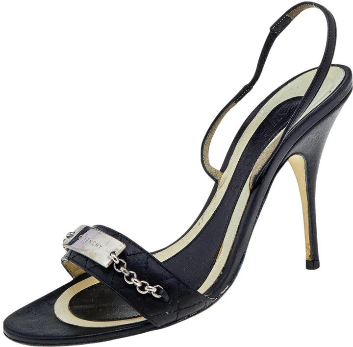 Givenchy Black Leather Ankle Strap Sandals Size 37