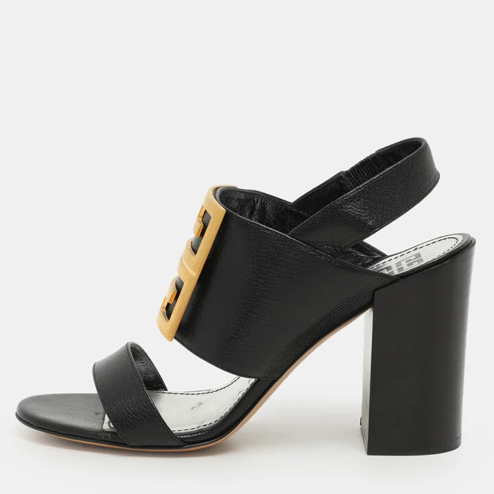 Givenchy Black Leather Buckle Slingback Sandals Size 38