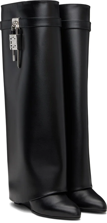 Givenchy Black Shark Lock Tall Boots - Image 4