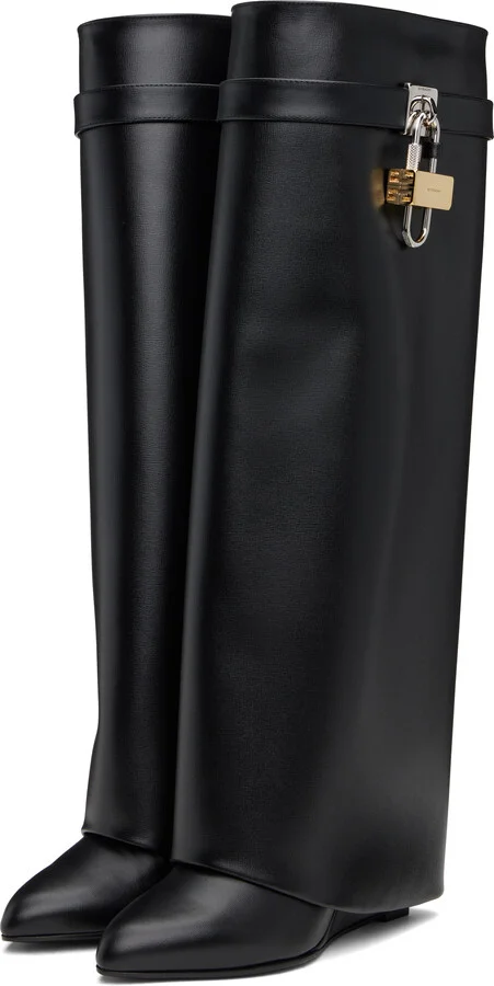 Givenchy Black Shark Lock Tall Boots - Image 5