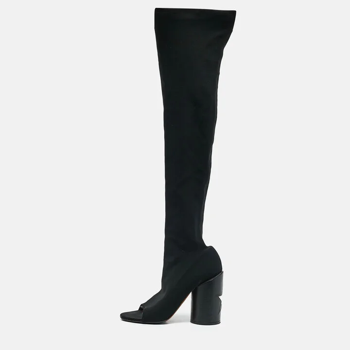 Givenchy Black Stretch Fabric Over The Knee Boots Size 39