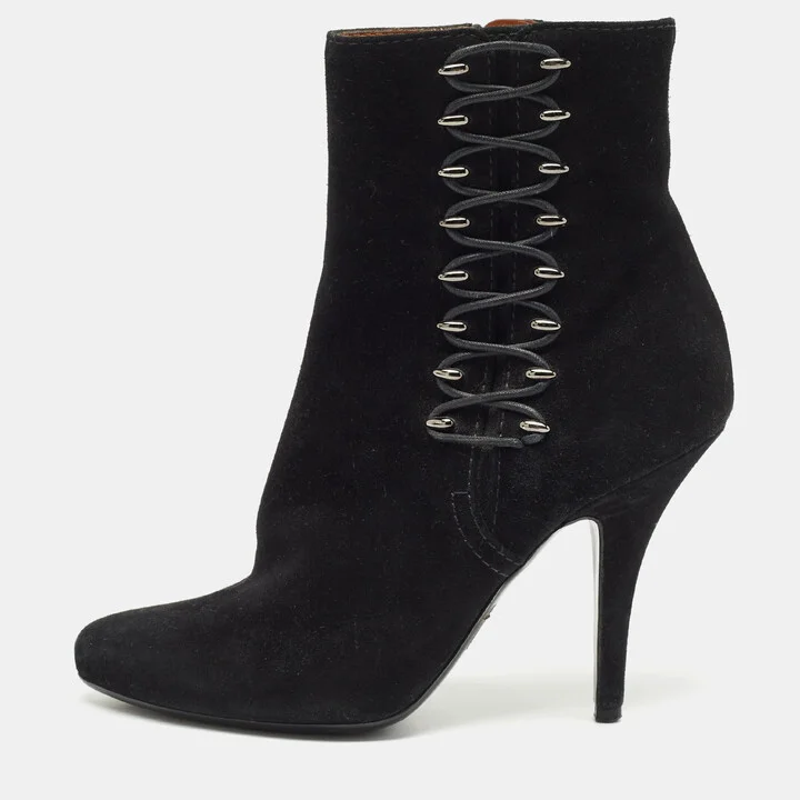 Givenchy Black Suede Ankle Length Boots Size 37.5