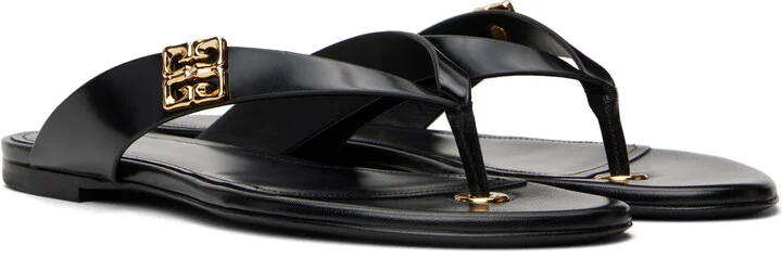 Givenchy Black Tong 4G Liquid Flip-Flops - Image 4