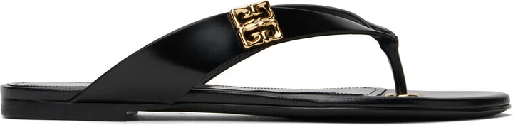 Givenchy Black Tong 4G Liquid Flip-Flops