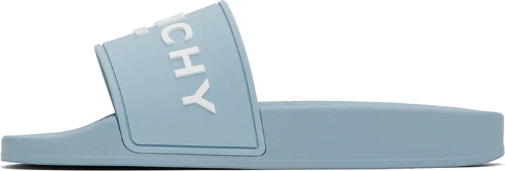 Givenchy Blue Slide Flat Pool Slides - Image 3