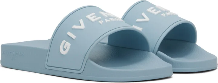 Givenchy Blue Slide Flat Pool Slides - Image 4