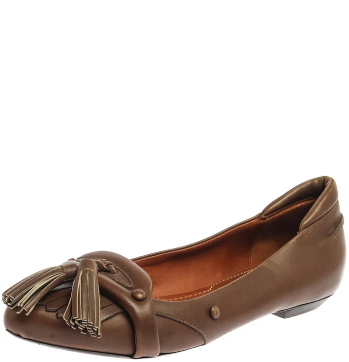 Givenchy Brown Leather Tassel Loafers Size 37.5