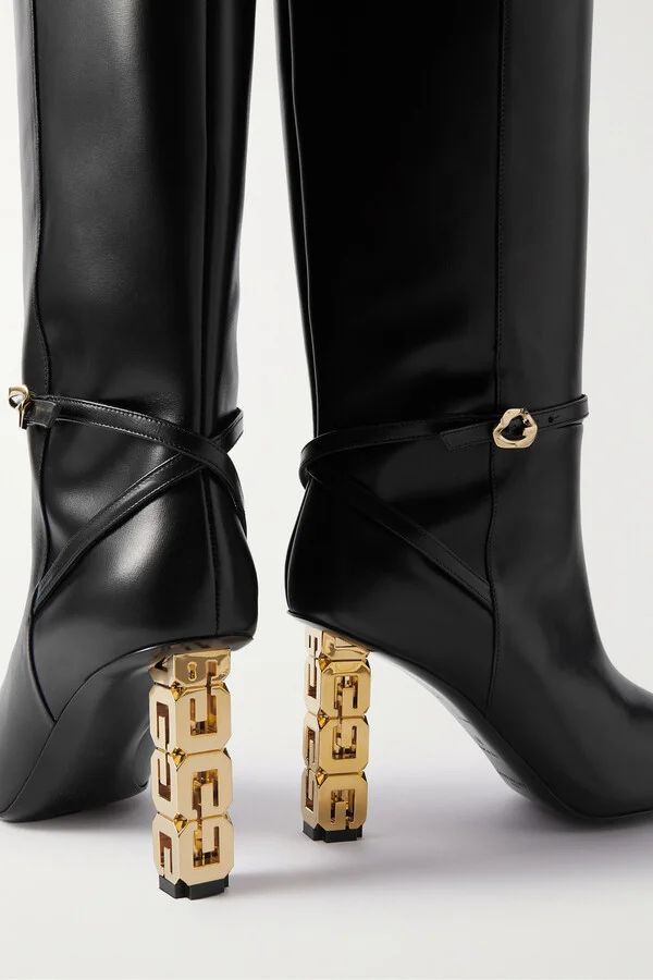 Givenchy - G Cube Logo-embellished Leather Knee Boots - Black - Image 4