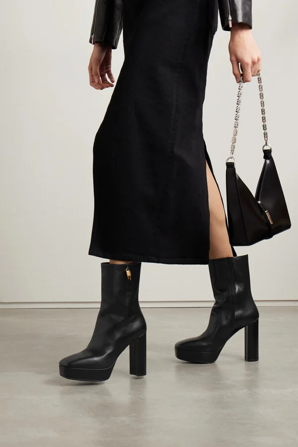 Givenchy - G Lock Platform Glossed-leather Ankle Boots - Black - Image 2