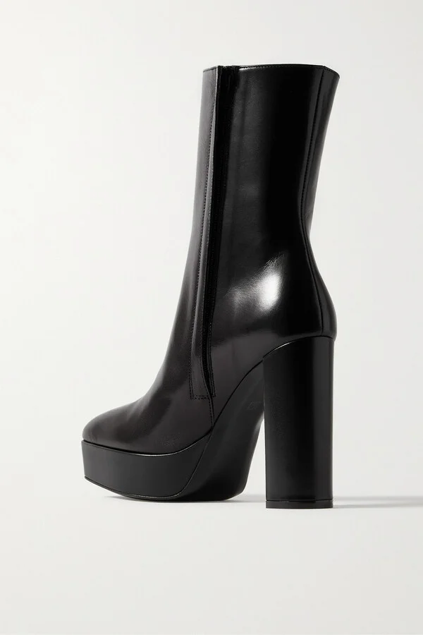 Givenchy - G Lock Platform Glossed-leather Ankle Boots - Black - Image 3
