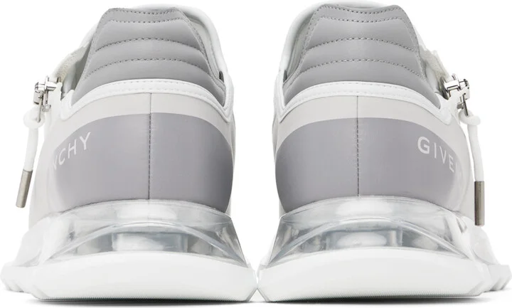 Givenchy Gray & White Spectre Zip Faux-Leather Sneakers - Image 2