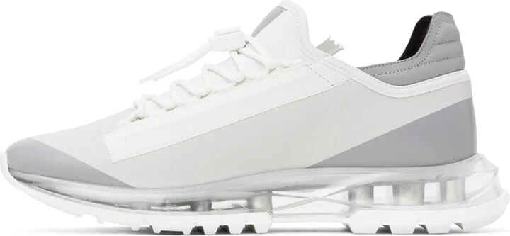 Givenchy Gray & White Spectre Zip Faux-Leather Sneakers - Image 3