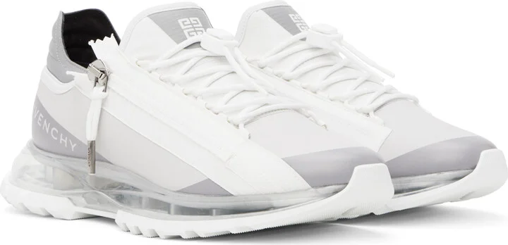 Givenchy Gray & White Spectre Zip Faux-Leather Sneakers - Image 4