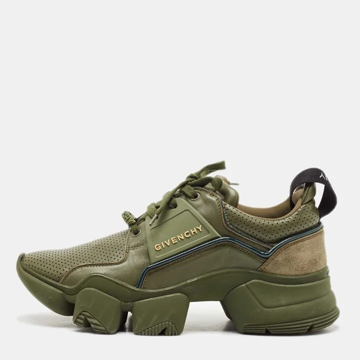 Givenchy Green Leather Jaw Low Top Sneakers Size 41