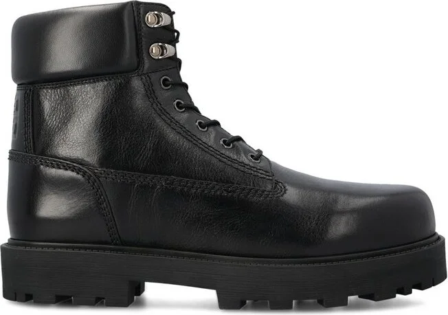 Givenchy Lace-Up 4G Logo Debossed Ankle Boots