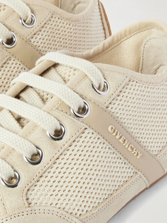 Givenchy - Leather And Suede-trimmed Mesh Sneakers - Neutrals - Image 4