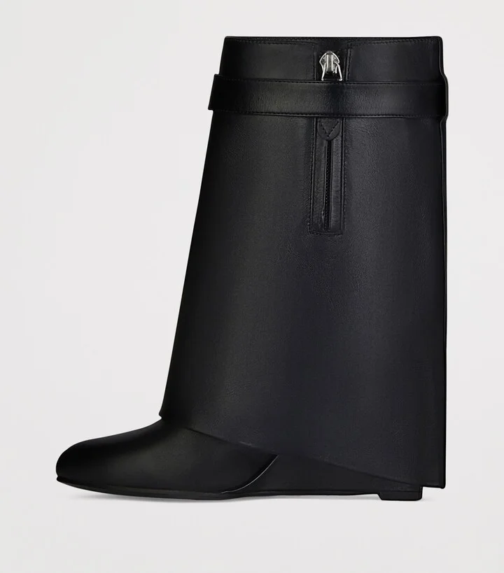 Givenchy Leather Shark Lock Ankle Boots 90 - Image 4