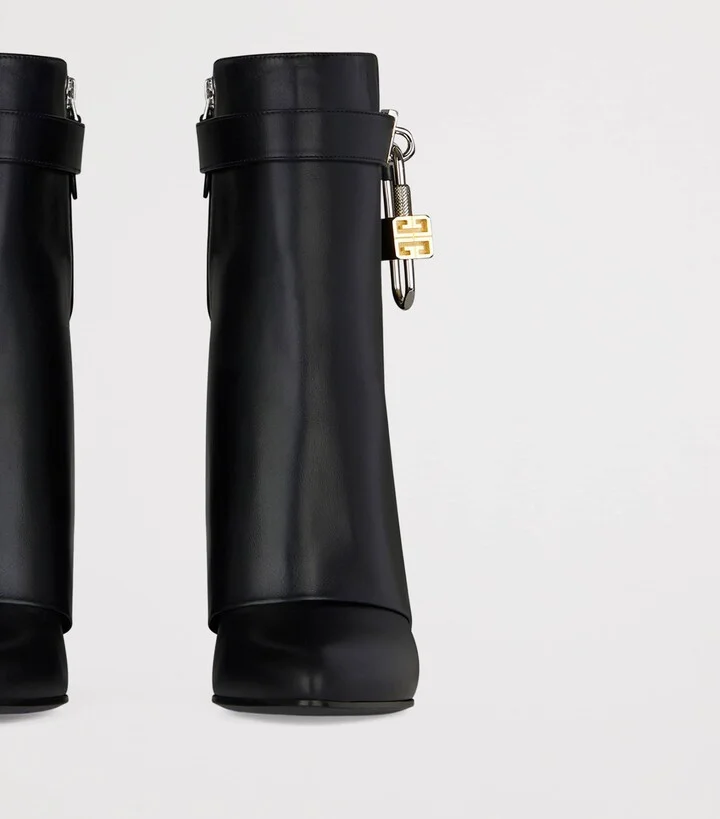 Givenchy Leather Shark Lock Ankle Boots 90 - Image 6
