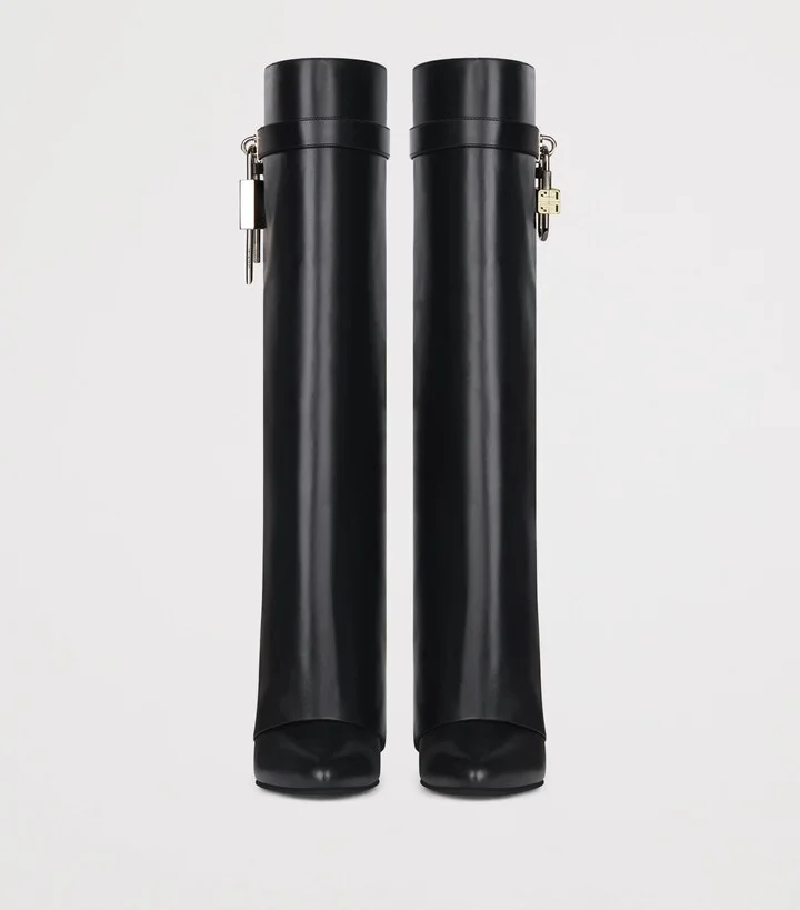 Givenchy Leather Shark Lock Knee-High Boots 90 - Image 2