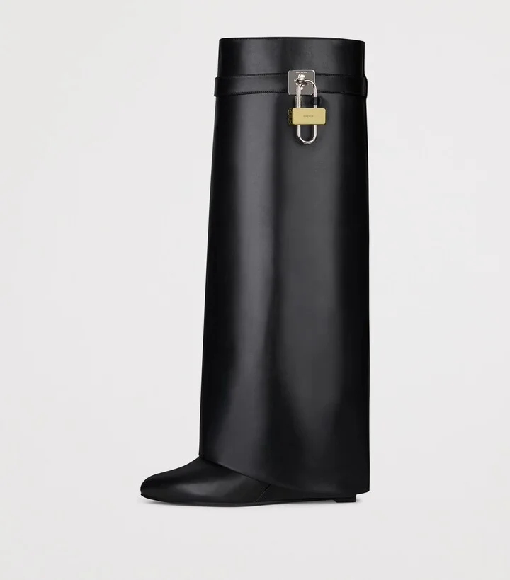 Givenchy Leather Shark Lock Knee-High Boots 90 - Image 3