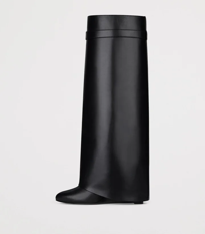 Givenchy Leather Shark Lock Knee-High Boots 90 - Image 4