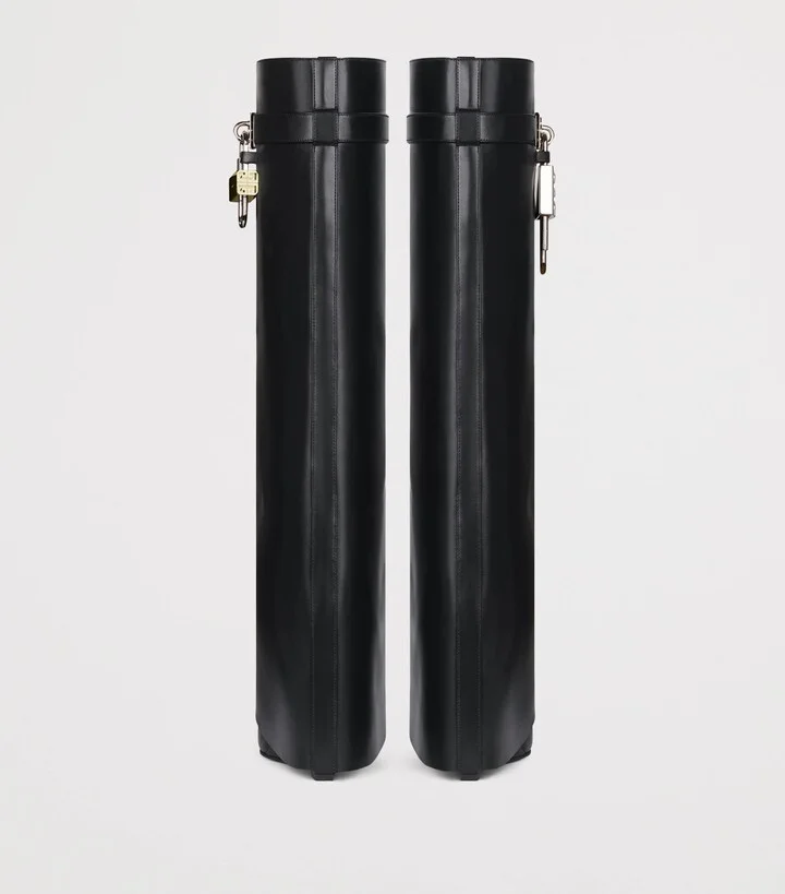 Givenchy Leather Shark Lock Knee-High Boots 90 - Image 5