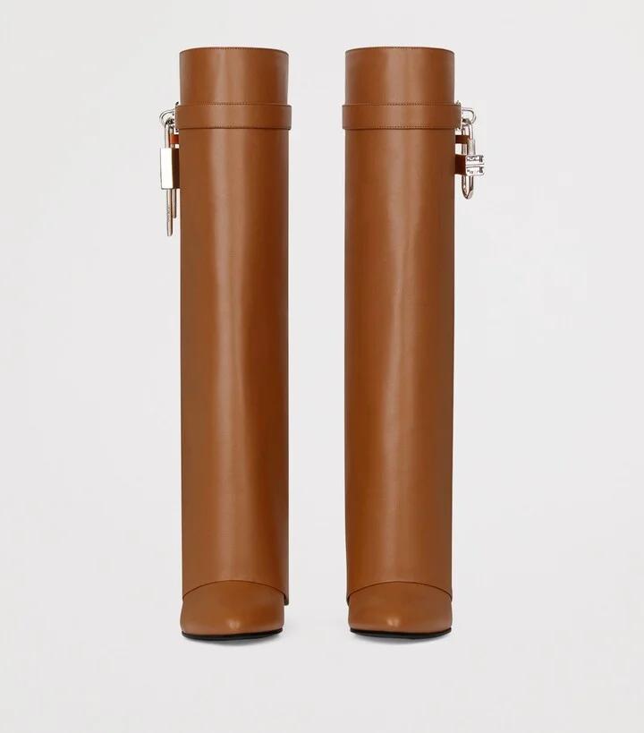 Givenchy Leather Shark Lock Knee-High Boots 90 - Image 2