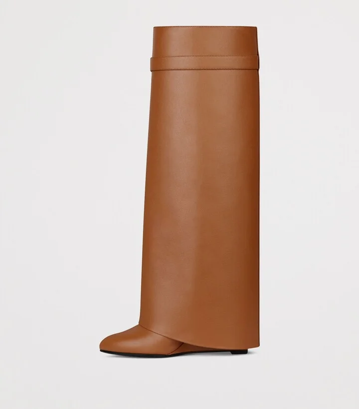 Givenchy Leather Shark Lock Knee-High Boots 90 - Image 4