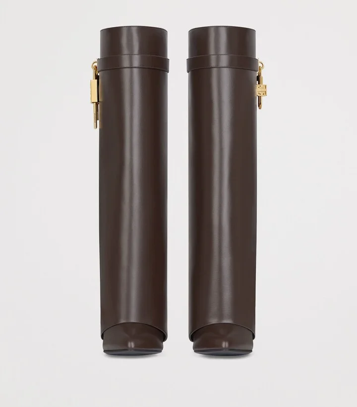 Givenchy Leather Shark Lock Knee-High Boots 90 - Image 2