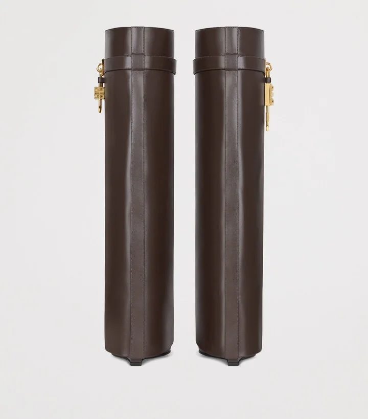 Givenchy Leather Shark Lock Knee-High Boots 90 - Image 5