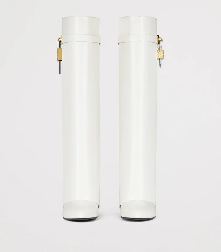 Givenchy Leather Shark Lock Knee-High Boots 90 - Image 2