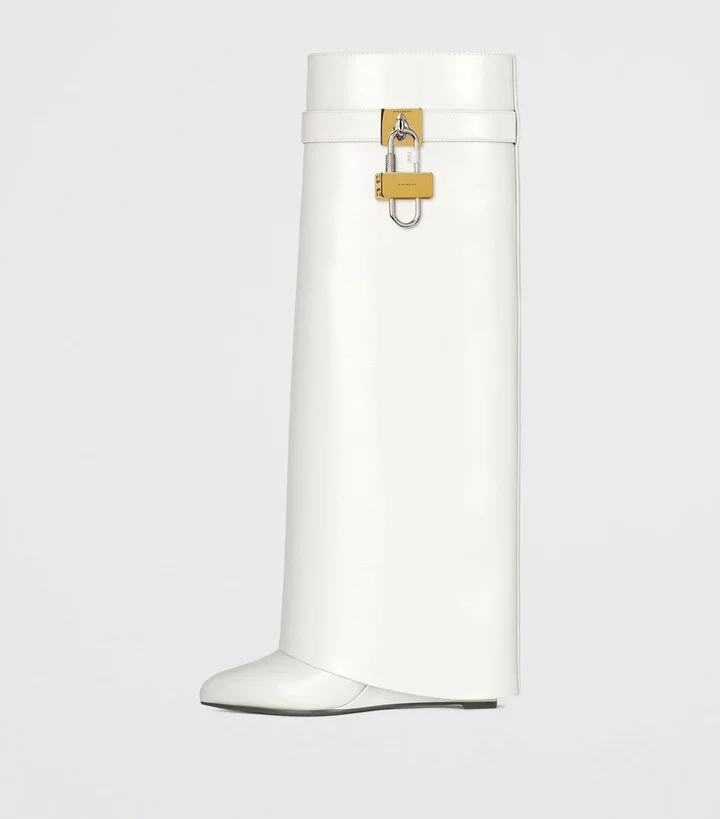 Givenchy Leather Shark Lock Knee-High Boots 90 - Image 3