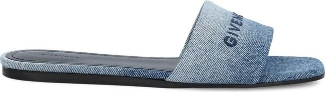 Givenchy Logo Detailed Denim Flat Mules