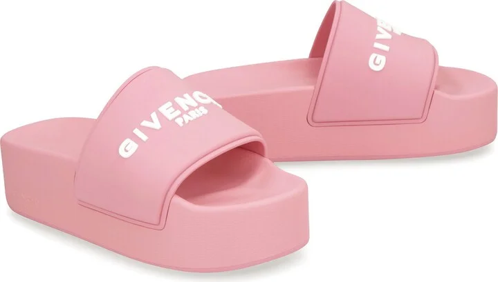 Givenchy Logoed Rubber Platform Slides - Image 3