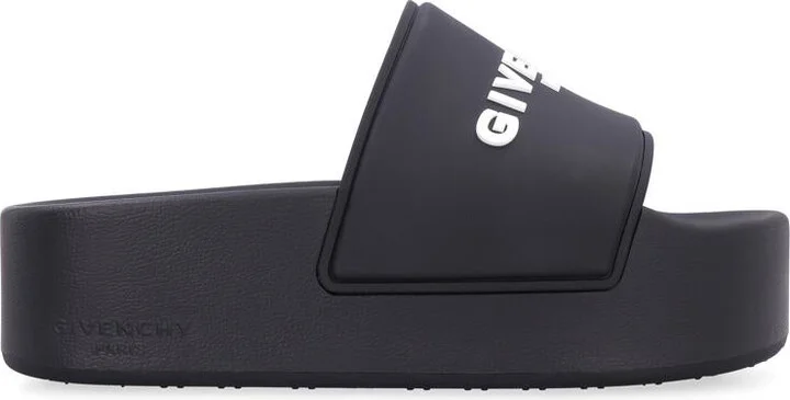 Givenchy Logoed Rubber Platform Slides