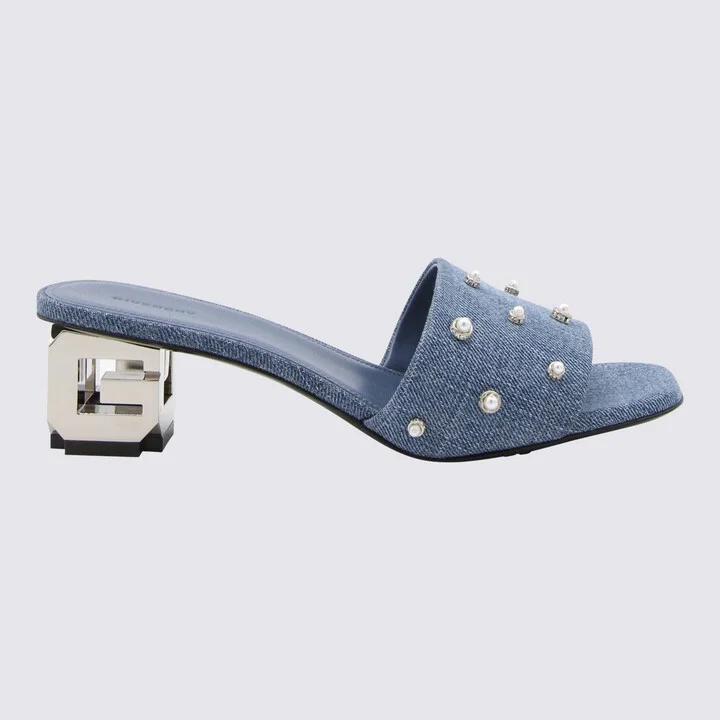Givenchy Medium Blue Denim G Cube Mules