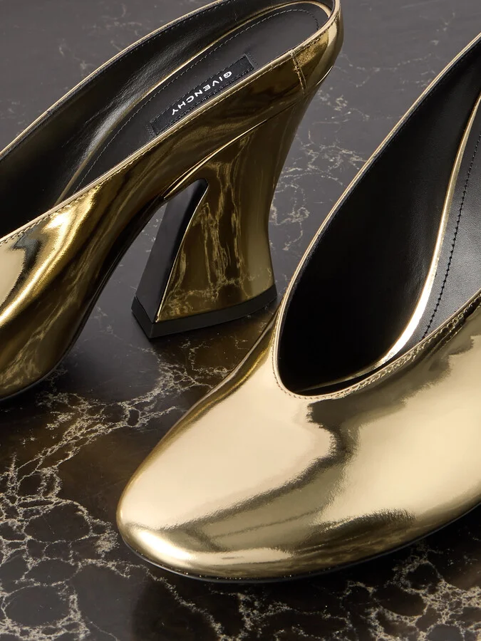 Givenchy - Mirrored-leather Mules - Gold - Image 4