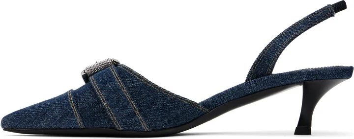 Givenchy Navy Voyou Slingback Heels - Image 3