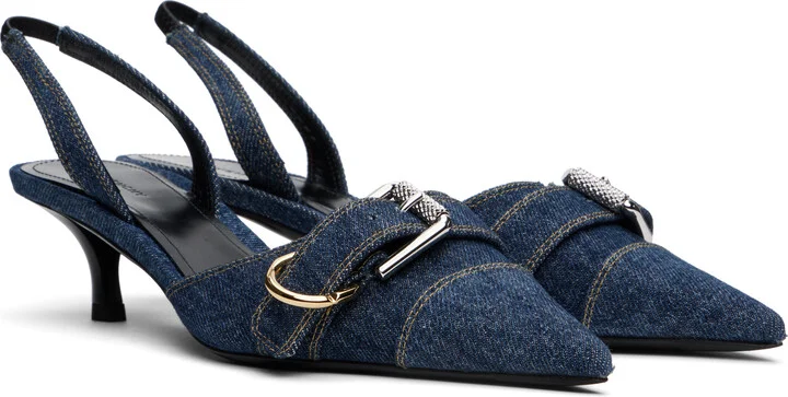 Givenchy Navy Voyou Slingback Heels - Image 4
