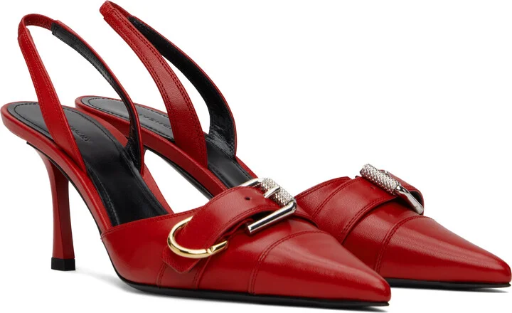 Givenchy Red Voyou Slingback Heels - Image 4