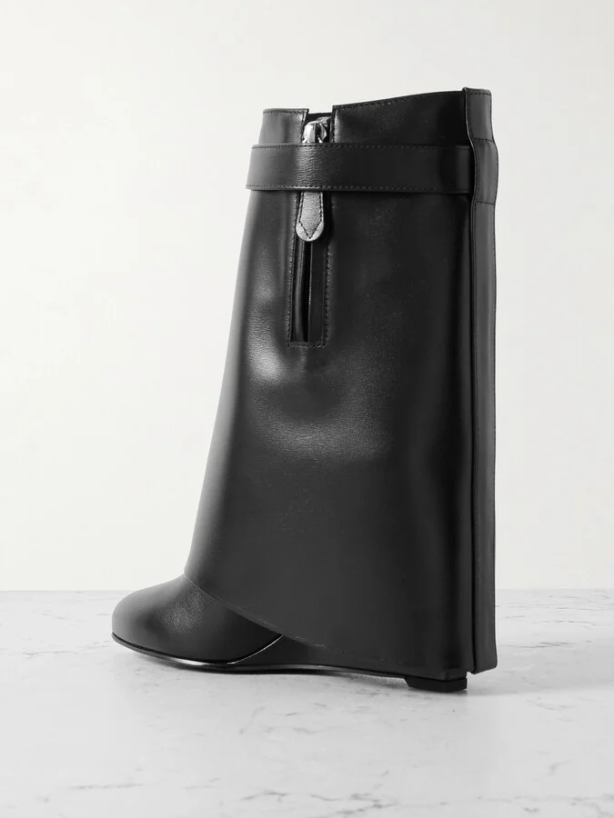 Givenchy - Shark Lock-embellished Glossed-leather Ankle Boots - Black - Image 3