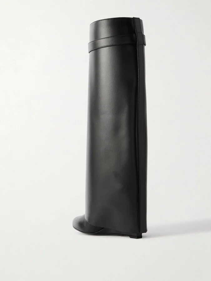 Givenchy - Shark Lock Embellished Glossed-leather Knee Boots - Black - Image 3