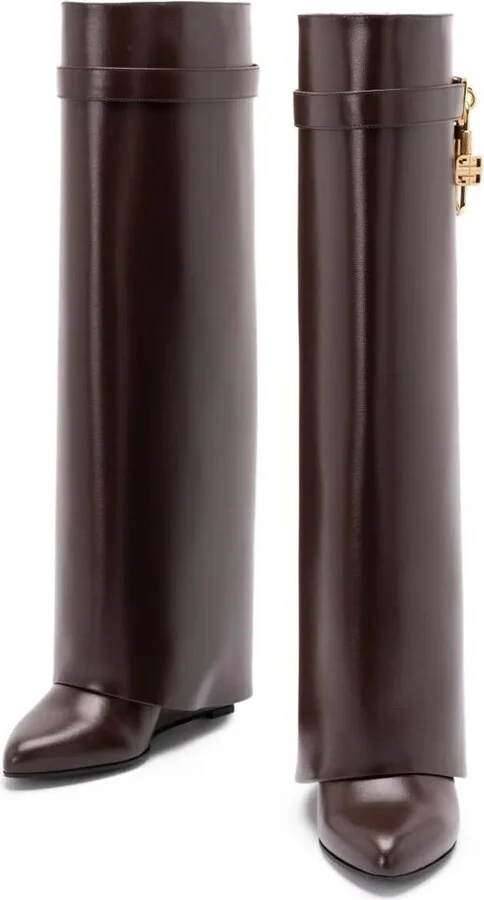 Givenchy Shark Lock Leather High Boots Shoes - Image 3
